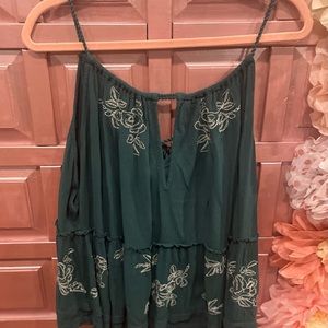 Deep Teal colored tank top with matching lace  long cover
